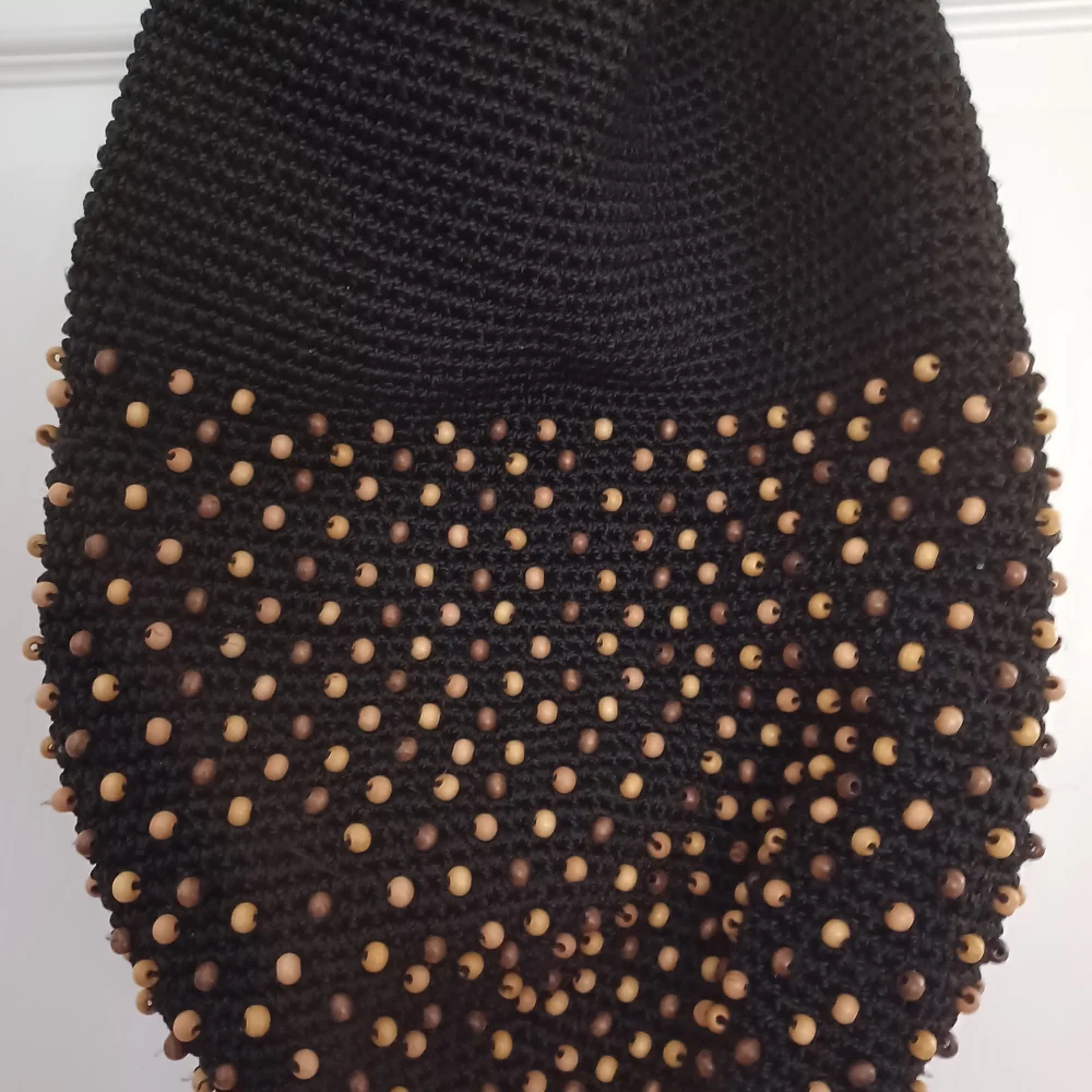 The Sak Womens Black Hobo Bag and Brown Beaded Crochet Made In Bali